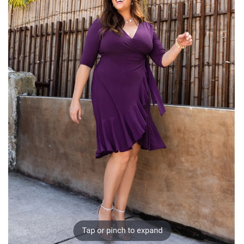 Kiyonna Deep Purple Asymmetrical Wrap Dress